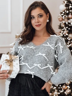 RIBBLOOM dámský svetr s mašlemi grafitový FashionStreet MY2361