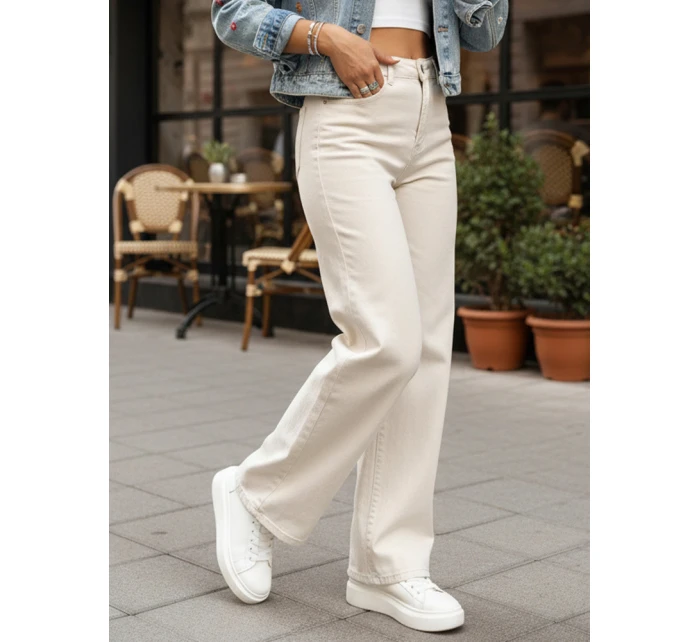 damskie wide leg z  beżowe model 22014009 - FashionStreet