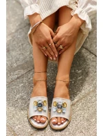 Dámské Sandály S Ozdobami model 21665122 Béžové - S.Barski Dámské Sandály S Ozdobami model 21665122 Béžové - S.Barski