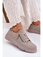 Kožené Sportovní Boty Tenisky Na Platformě Se Zipem Vinceza 88019 Tmavě Béžové Kožené Sportovní Boty Tenisky Na Platformě Se Zipem Vinceza 88019 Tmavě Béžové