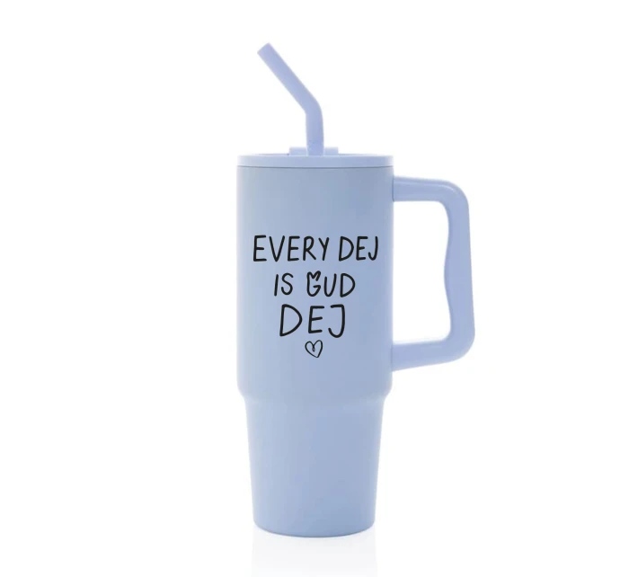 EVERY DEJ IS GUD DEJ - světle modrý cestovní termohrnek 900 ml  