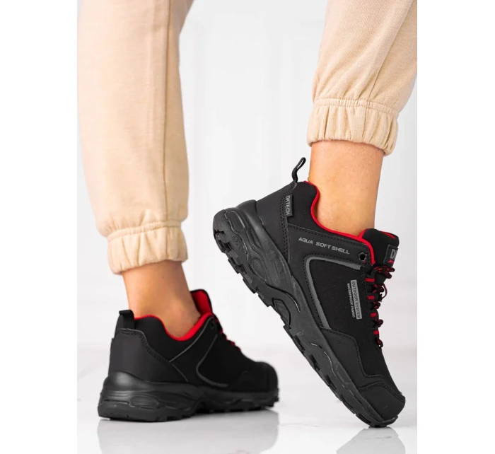 Trendy dámské  trekingové boty černé bez podpatku