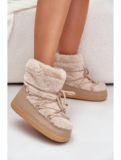 Sněhule S Kožíškem A Šněrováním Béžové model 21679603 - Boto Sněhule S Kožíškem A Šněrováním Béžové model 21679603 - Boto