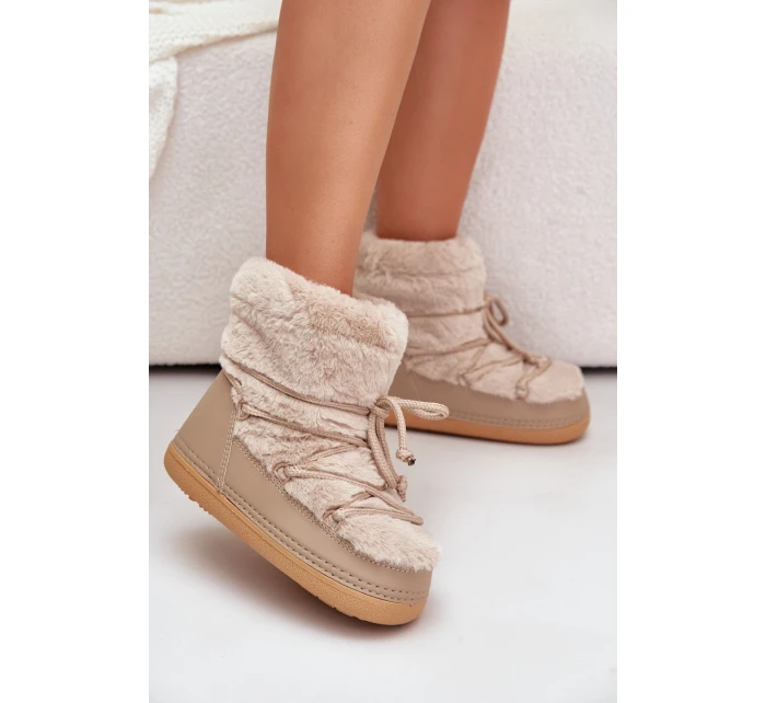 Sněhule S Kožíškem A Šněrováním Béžové model 21679603 - Boto Sněhule S Kožíškem A Šněrováním Béžové model 21679603 - Boto
