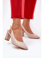 Pohodlné lodičky na podpatku model 21692903 Béžové - SERGIO LEONE