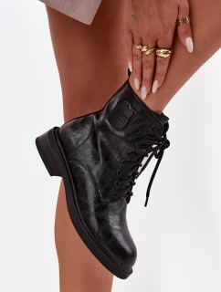 Kožené dámské workery s ozdobným detailem model 21714643 Černé - Maciejka