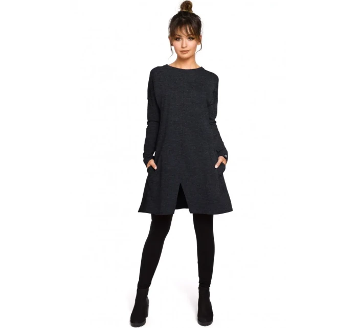 B042 Tunika s předním rozparkem - černá