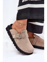 Dámské semišové pantofle na platformě Big Star – béžové Dámské semišové pantofle na platformě Big Star – béžové