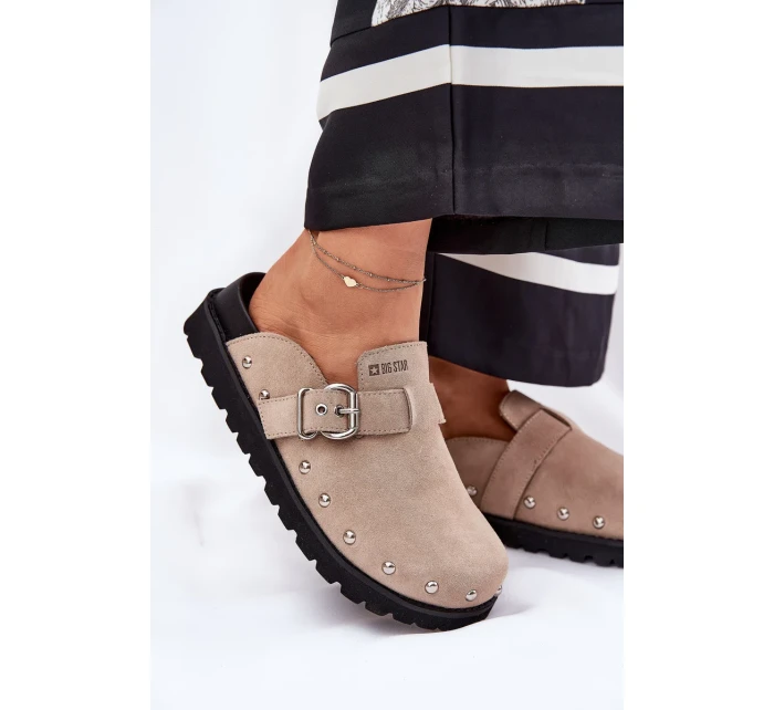 Dámské semišové pantofle na platformě Big Star – béžové Dámské semišové pantofle na platformě Big Star – béžové