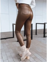 Dámské kožené kalhoty tmavě hnědé model 21971552 - Dstreet Dámské kožené kalhoty tmavě hnědé model 21971552 - Dstreet