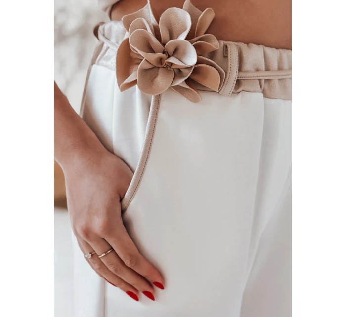 Dámské máslové kalhoty s květinami LEGISSA ecru FashionStreet UY2406 Dámské máslové kalhoty s květinami LEGISSA ecru FashionStreet UY2406