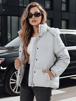 Dámská kožená přechodná bunda COLLAR šedá FashionStreet TY5190
