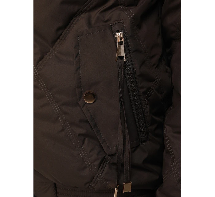 Kurtka damska przejściowa pikowana z kapturem brązowa model 22102049 - FashionStreet Kurtka damska przejściowa pikowana z kapturem brązowa model 22102049 - FashionStreet