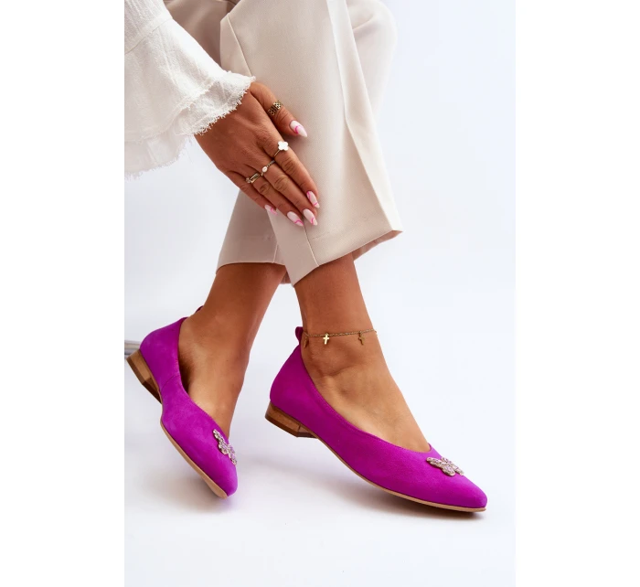 Kožené baleríny s ozdobou model 21646285 - Zazoo