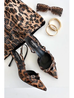 Lodičky s patou a pásky leopardí hnědé model 21711779 - Boto