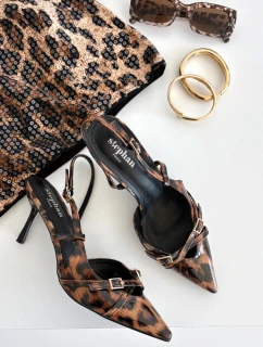 Lodičky s patou a pásky leopardí hnědé model 21711779 - Boto