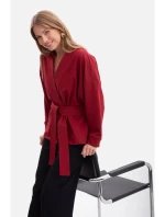 Pletené sako bez s otevřenou přední částí bordó model 21379800 - BeWear