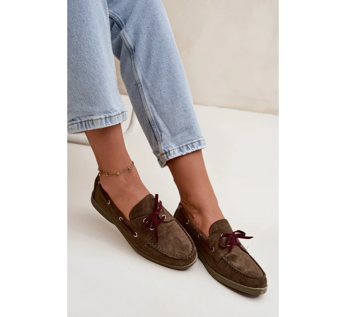 Dámské polobotky mokasíny se šněrováním Calivra – tmavě zelené