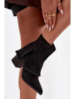 Dámská kotníková obuv na sloupku s vyvýšenou manžetou Idalia – černé Dámská kotníková obuv na sloupku s vyvýšenou manžetou Idalia – černé