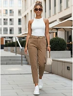 Jeansy damskie z wysokim stanem mom fit z paskiem brązowe model 22136316 - FashionStreet