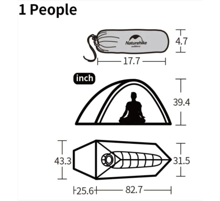 Naturehike Stan Cloud Up 1 20D Aktualizováno NH18T010-T-Forest Green