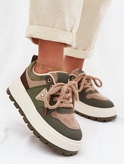 Zateplené dámské tenisky na platformě Zelená Florinda