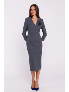 model 20503014 Květinové tužkové šaty šedé - STYLOVE