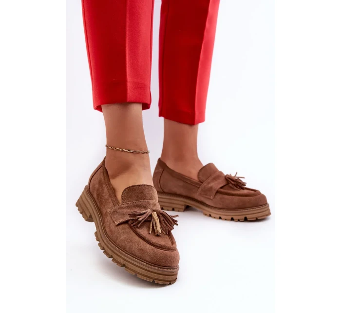 Zazoo Dámské semišové mokasíny s třásněmi, hnědé Zazoo Dámské semišové mokasíny s třásněmi, hnědé