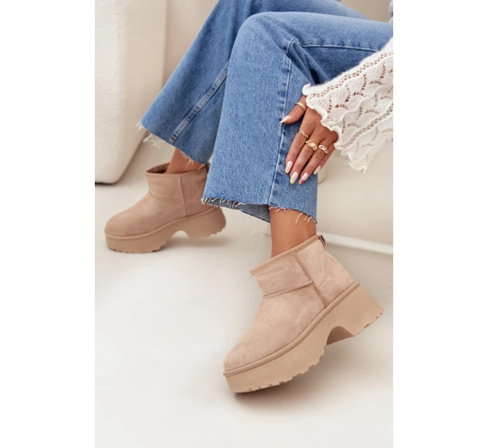 Dámské nízké sněhule Mavelle s kožíškem – khaki Dámské nízké sněhule Mavelle s kožíškem – khaki