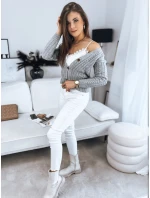 RIGLA dámský svetr světle šedý Dstreet MY1635 RIGLA dámský svetr světle šedý Dstreet MY1635