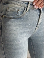 Dámské džínové úzké kalhoty s ozdobou GLAMSKIN modré Dstreet UY2441