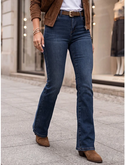 Jeansy damskie z paskiem niebieskie model 22394779 - FashionStreet