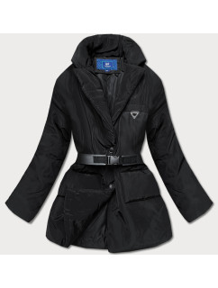 Lehká černá dámská bunda s páskem (OMDL013)