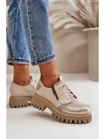 Dámské Polobotky Z Přírodní Kůže Béžové model 21670496 - Maciejka