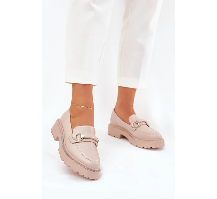 Dámské Mokasíny Ozdobené Zirkony Béžové model 21690339 - Boto