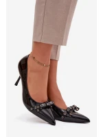 Lakované lodičky s mašlí Janisse – černé Lakované lodičky s mašlí Janisse – černé