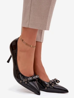 Lakované lodičky s mašlí Janisse – černé