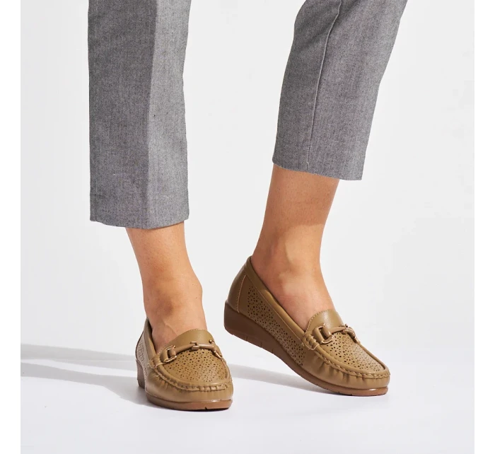 Praktické hnědé mokasíny dámské platforma Praktické hnědé mokasíny dámské platforma