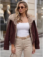 Dámská zimní semišová bunda s kožešinou, vínová, FashionStreet TY5699 Dámská zimní semišová bunda s kožešinou, vínová, FashionStreet TY5699
