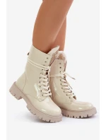 Lakované Zateplené Botky Worker S Ozdobou Béžové model 21679669 - Boto Lakované Zateplené Botky Worker S Ozdobou Béžové model 21679669 - Boto