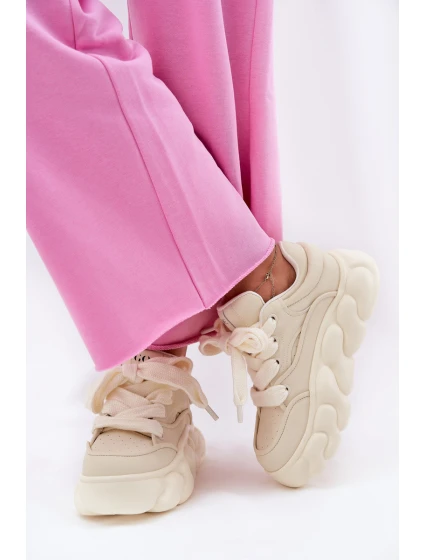 Dámské Kožené Tenisky Na Masivní Platformě GOE RR2N4043 Béžové