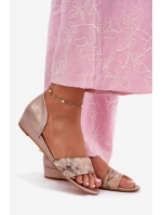 Kožené sandály model 21697441 zlaté - Maciejka Kožené sandály model 21697441 zlaté - Maciejka