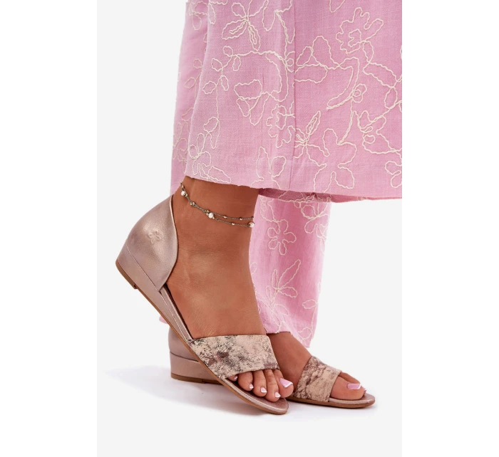 Kožené sandály model 21697441 zlaté - Maciejka Kožené sandály model 21697441 zlaté - Maciejka