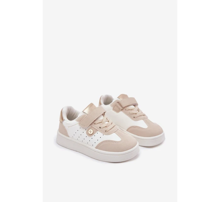 Sportovní Boty Sneakers Dívčí Na Suchý Zip Béžové model 21700537 - Boto Sportovní Boty Sneakers Dívčí Na Suchý Zip Béžové model 21700537 - Boto