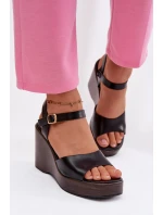 Dámské sandály na platformě Eko kůže Černé model 21937502 - Boto Dámské sandály na platformě Eko kůže Černé model 21937502 - Boto