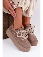 Semišové tenisky na platformě Taupe model 22355557 - Boto Semišové tenisky na platformě Taupe model 22355557 - Boto