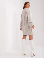 Dámské svetrové šaty světle béžové model 20774219 - FPrice Dámské svetrové šaty světle béžové model 20774219 - FPrice