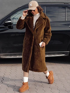 Dámský zimní kabát GLAMFUR s dlouhou kožešinou camel FashionStreet TY4699