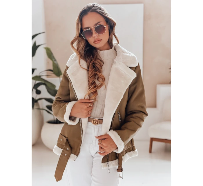 Dámská kožená bunda s ovčí kůží NORFDIMA camel FashionStreet TY4738