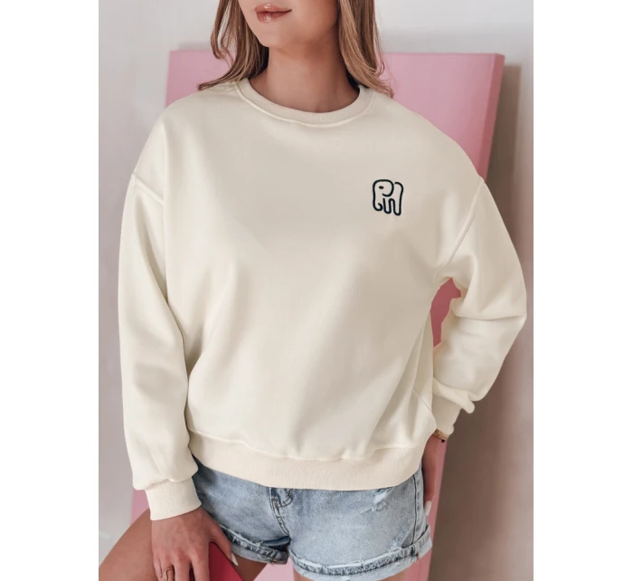 Dámská oversize mikina s výšivkou SOFTSLON ecru FashionStreet BY1433